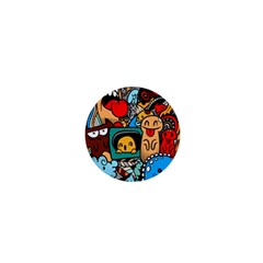 Abstract Grunge Urban Pattern With Monster Character Super Drawing Graffiti Style 1  Mini Magnets by Nexatart