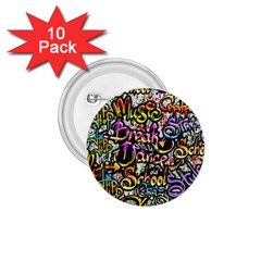 Graffiti Word Seamless Pattern 1 75  Buttons (10 Pack) by Nexatart