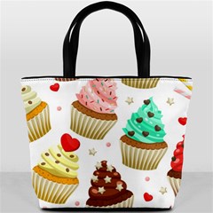 Seamless Pattern Yummy Colored Cupcakes Bucket Bag by Nexatart