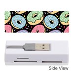 Colorful Donut Seamless Pattern On Black Vector Memory Card Reader (Stick) Front