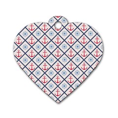 Seamless Pattern With Cross Lines Steering Wheel Anchor Dog Tag Heart (one Side) by Wegoenart