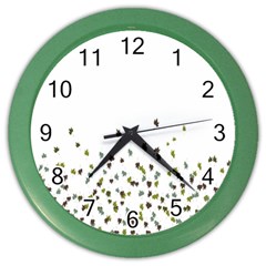 Multicolor Leaves Motif Pattern Print Color Wall Clock by dflcprintsclothing