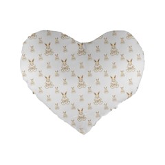 Happy Easter Motif Print Pattern Standard 16  Premium Heart Shape Cushions by dflcprintsclothing