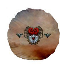 Wonderful Elegant Heart Standard 15  Premium Flano Round Cushions by FantasyWorld7