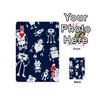 White Robot Blue Seamless Pattern Playing Cards 54 Designs (Mini) Front - Heart5