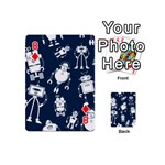 White Robot Blue Seamless Pattern Playing Cards 54 Designs (Mini) Front - Diamond8