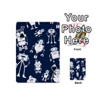 White Robot Blue Seamless Pattern Playing Cards 54 Designs (Mini) Front - SpadeJ