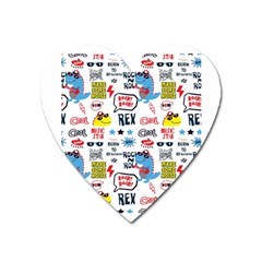 Monster Cool Seamless Pattern Heart Magnet by Vaneshart