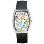 Seamless Pattern Vector With Funny Robots Cartoon Barrel Style Metal Watch Front