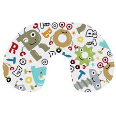 Seamless Pattern Vector With Funny Robots Cartoon Travel Neck Pillow by Vaneshart
