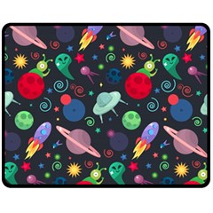 Cosmos Ufo Concept Seamless Pattern Fleece Blanket (medium)  by Vaneshart