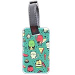 Seamless Pattern With Funny Monsters Cartoon Hand Drawn Characters Unusual Creatures Luggage Tag (two sides) Back