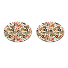 Music Retro Seamless Pattern Cufflinks (oval) by Vaneshart