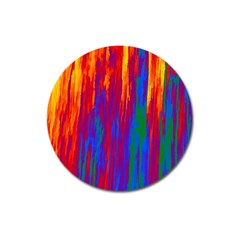 Gay Pride Rainbow Vertical Paint Strokes Magnet 3  (round) by VernenInk