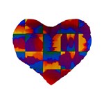 Gay Pride Rainbow Painted Abstract Squares Pattern Standard 16  Premium Heart Shape Cushions Back