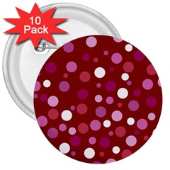Lesbian Pride Flag Scattered Polka Dots 3  Buttons (10 Pack)  by VernenInk