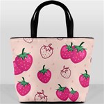 Seamless strawberry fruit pattern background Bucket Bag Back