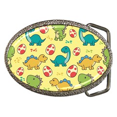 Seamless Pattern With Cute Dinosaurs Character Belt Buckles by Vaneshart
