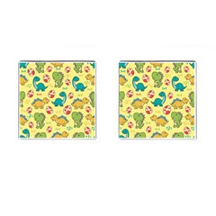 Seamless Pattern With Cute Dinosaurs Character Cufflinks (square) by Vaneshart