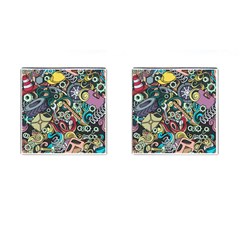 Cartoon-cute-doodles-hand-drawn-auto-service-seamless-pattern Cufflinks (square) by Vaneshart