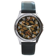 Oriental-traditional-seamless-pattern Round Metal Watch by Vaneshart