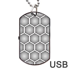 Halftone Tech Hexagons Seamless Pattern Dog Tag Usb Flash (two Sides) by BangZart