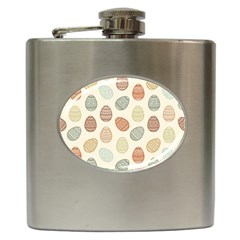 Seamless Pattern Colorful Easter Egg Flat Icons Painted Traditional Style Hip Flask (6 Oz) by BangZart