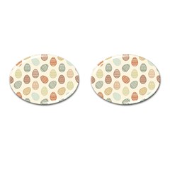 Seamless Pattern Colorful Easter Egg Flat Icons Painted Traditional Style Cufflinks (oval) by BangZart