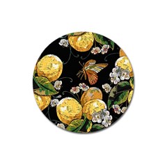 Embroidery Blossoming Lemons Butterfly Seamless Pattern Magnet 3  (round) by BangZart