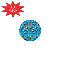 Clown Ghost Pattern Blue 1  Mini Buttons (10 Pack)  by snowwhitegirl