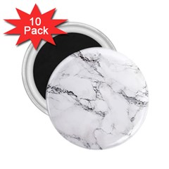 White Faux Marble 2 25  Magnets (10 Pack)  by Dushan
