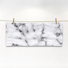 White Faux Marble Texture  Hand Towel by Dushan