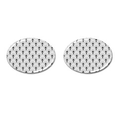 Black And White Art-deco Pattern Cufflinks (oval) by Dushan