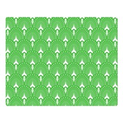 Green And White Art-deco Pattern Double Sided Flano Blanket (large)  by Dushan
