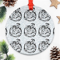 Monster Party - Hot Sexy Monster Demon With Ugly Little Monsters Round Ornament (two Sides) by DinzDas