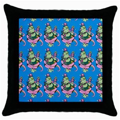 Monster And Cute Monsters Fight With Snake And Cyclops Throw Pillow Case (black) by DinzDas