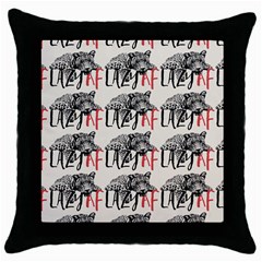 Lazy Af Panther - Lazy Fool Leopard Throw Pillow Case (black) by DinzDas