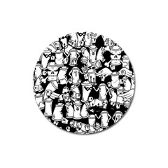 Graffiti Spray Can Characters Seamless Pattern Magnet 3  (round) by Amaryn4rt