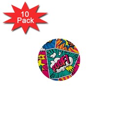 Comic Colorful Seamless Pattern 1  Mini Buttons (10 Pack)  by Amaryn4rt