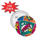Comic Colorful Seamless Pattern 1.75  Buttons (100 pack)  Front