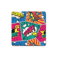 Comic Colorful Seamless Pattern Square Magnet by Amaryn4rt