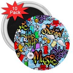 Graffiti Characters Seamless Pattern 3  Magnets (10 Pack)  by Amaryn4rt