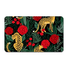 Seamless-pattern-with-leopards-and-roses-vector Magnet (rectangular) by Sobalvarro