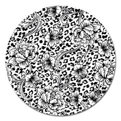 Vector-eclectic-fabric-seamless-pattern-animal-background-with-baroque-ornament Magnet 5  (round) by Sobalvarro