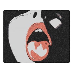 Wide Open And Ready - Kinky Girl Face In The Dark Double Sided Flano Blanket (large)  by Casemiro
