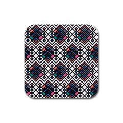 Boho Geometric Rubber Square Coaster (4 Pack)  by tmsartbazaar