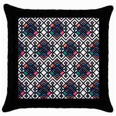 Boho Geometric Throw Pillow Case (black) by tmsartbazaar