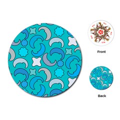 Cloudy Blue Moon Playing Cards Single Design (round) by tmsartbazaar