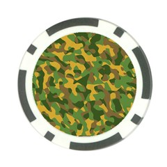 Yellow Green Brown Camouflage Poker Chip Card Guard by SpinnyChairDesigns