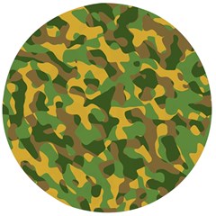 Yellow Green Brown Camouflage Wooden Bottle Opener (round) by SpinnyChairDesigns